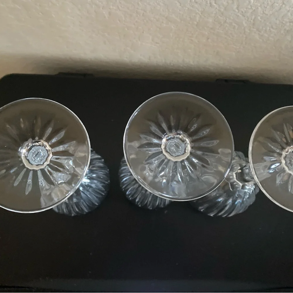 3 Cristal D'Arques-Durand Classic Crystal France Faceted Stem 8.5” Wine Goblets